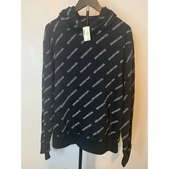 Aeropostale Other - NWT Aeropostale Men's Medium Influencer All Over Print Hoodie Black AOP Script